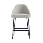 Manhattan Comfort Gracie 22" Modern Leatherette Upholstered Counter Stool - Stone and Black-Modern Counter Stool with Backseat Perfect for Bar and Kitchen Use