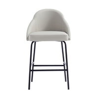 Manhattan Comfort - Gracie tabouret de comptoir moderne de 22" en similicuir rembourré - pierre et noir-Tabouret de comptoir moderne avec dossier parfait pour une utilisation au bar et dans la cuisine