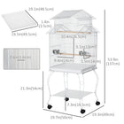 PawHut 53" H Large Bird Cage with Detachable Rolling Stand and Storage Shelf - White-Comes with 4 wheels for easy moving 