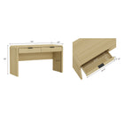 Manhattan Comfort Grace 54" Modern Desk - Natural Oak and Black-Horizontal Glam Drawer Handles Made of Metal with a Choice of Black or Gold Finish