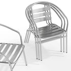 Chaise de restaurant empilable commerciale pour intérieure/extérieure en aluminium avec dossier à trois lattes et appuis-bras-Cadre en aluminium