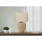 Monarch Specialties 25" H Transitional Table Lamp - Rattan / Beige Shade-Featuring a convenient 3-way rotary switch with a single bulb (not included) to customize from dim to bright light for a maximum output of 100W/120V