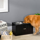 PawHut Elevated Dog Bowl Feeding Station with Stand - Black- 67.6 oz. capacity per bowl 