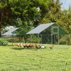 PawHut  Large Metal Chicken Coop with Cover - For 24-30 Chickens-Feeding door design helps prevent chickens from escaping
