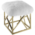 Modway Intersperse Sheepskin Ottoman - Gold/White-Non-Marking Foot Pads