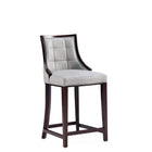 Manhattan Comfort Fifth Avenue 19" Traditional Faux Leather Upholstered Counter Stool - Light Grey - 3 Pack-Refined Rectangular Design Stitching