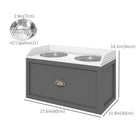 PawHut Large Elevated Dog Bowl Stand with Bowl and Storage - Grey-Smooth metal slide rail and convenient handle make accessing the storage drawer effortless 