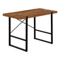 Monarch Specialties 7655 48" Computer Desk - Walnut/Black Metal-Industrial-inspired computer desk with a thick-panel desktop in a walnut wood-look finish