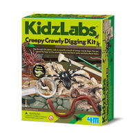4M KidzLabs Creepy Crawly Digging Kit - Ages 5+-Plaster Block with Creepy Crawlies including Spider, Scorpion, Earthworms, Ants, Mini Spiders, and Glow in the Dark Maggots