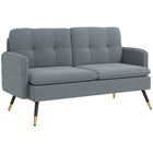 HOMCOM 55" Loveseat Sofa with Button Tufted Back - Dark Grey-Two-seater design is excellent for limited spaces yet spacious enough to curl up to read  
