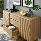 Modway Render 63" Sideboard Buffet Table TV Stand - Oak-Durable Particleboard Construction