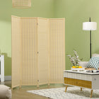 HOMCOM - Paravent autoportant 4 panneaux en bambou tressé à la main pour bureau à domicile - bois naturel-Conception pliable avec quatre panneaux et charnières en métal, facile à créer un nouveau look et peu encombrant pour le rangement 
