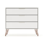 Manhattan Comfort Rockefeller Mid-Century Modern Bedroom Dresser 3-Piece Set - Off White-Home Assembly Required. All Hardware Included