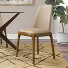 Manhattan Comfort - Chaise de salle à manger moderne Courding 53,1 cm en similicuir, coloris beige et noyer-Base fabriquée en frêne massif durable