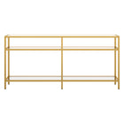 Hudson&Canal Sivil 64"W Console Table - Brass-Features a tempered glass top and shelves