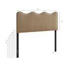 Modway Athena Stain-Resistant Performance Velvet Full Size Headboard - Taupe-Scalloped Wave Design