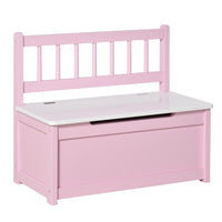 Qaba - Boîte de rangement jouets 2-en-1 pour enfants avec tige pneumatique de sécurité - rose-Le design 2-en-1 permet à ce meuble de servir également de lieu confortable pour que votre enfant se détende  
