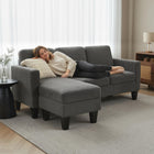 HOMCOM - canapé sectionnel en forme de L avec méridienne interchangeable - gris foncé-Le design en forme de L permet de gagner de la place et maximise l’utilité dans les espaces de vie compacts 