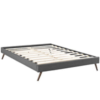 Modway Helen Fabric Queen Bed Frame with Round Splayed Legs - Grey-Solid Wood Frame