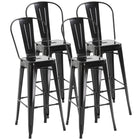 HOMCOM Industrial Bar Stools with Removable Back and Metal Frame - Black - 4 Pack-Set of four in an industrial style to create a matching look
