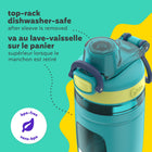 Bubba - Bouteille d’eau pour enfants Flo bubba, 473 ml, large ouverture, manchon en silicone, couvercle à bouton-poussoir, scuba/lumière vive-Le contenant et le couvercle vont au lave-vaisselle, dans le panier supérieur pour un nettoyage facile