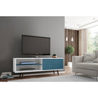 Manhattan Comfort Liberty MDP and MDF 62.99"W TV Stand, White and Aqua Blue (201AMC63)-Upon Assembly, Measures: 62.99 in. Length, 25.59 in. Height, 15.19in. Depth.