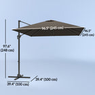Outsunny 8' L x 8' W Square Patio Hanging Offset Umbrella with 360° Rotation - Tan-Aluminum pole and eight steel ribs with powder coating support a UV resistant 200g polyester cloth canopy for years of beautiful use  