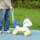 Qaba - Cheval à bascule 4 en 1, poussette, voiture glissante avec planche d'équilibre - bleu-Siège confortable pour des moments de jeu agréables 