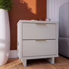 Manhattan Comfort Granville 18.11" Modern 2-Drawer Nightstand - White-Includes 2 Full Extension Drawers with Top Drawer Designed in Vertical Textured Ribbed Lines Made from Solid Wood