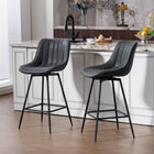 HOMCOM - Tabourets de bar hauteur comptoir 27 po en cuir PU - noir - paquet de 2-Le dossier et l’assise incurvés et rembourrés assurent un confort optimal 
