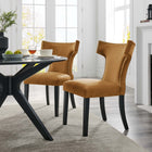 Modway Curve Performance Velvet Dining Chairs - Cognac - 2 Pack-Dense Foam Padding for Comfort