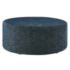 Modway Callum Large 38" Round Woven Heathered Fabric Upholstered Ottoman - Heathered Weave/Azure-Woven Heathered Fabric Upholstery