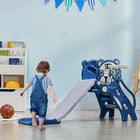 Qaba - Toboggan 3 en 1 pour tout-petit d’intérieur avec panier de basket, grimpeur - bleu-Conçu avec un charmant tigre de dessin animé, une décoration ravissante pour la maison 