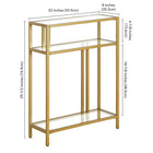Hudson&Canal Cortland 22"W Console Table with Glass Shelves - Brass-9