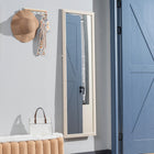 HOMCOM Rectangle Full Body Mirror - 21" W x 64" H - White-Faux stone texture frame adds a touch of elegance to your space 