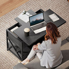 HOMCOM Lift Top Coffee Table with Hidden Compartments - Black-Melamine surface resists water, scratches and stains for easy cleaning
