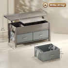 HOMCOM Lift Top Coffee Table with Storage and Charging Station - Dark Grey-Metal soft-close bars ensure smooth and stable lifting