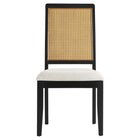 Modway Arlo Faux Rattan and Wood Dining Side Chairs - Black/Natural/Heathered Weave Ivory - 2 Pack-9