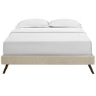 Modway Loryn Fabric Queen Bed Frame with Round Splayed Legs - Beige-Non-Marking Foot Glides