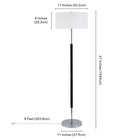 Hudson&Canal Simone 2-Light Floor Lamp with Fabric Shade - Matte Black/Polished Nickel/White-Product Dimensions: 17" L x 17" W x 61" H
