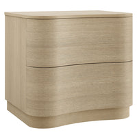 Modway Mirae 2-Drawer Curved Nightstand - Brushed Light Oak-2-Drawer Nightstand