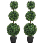 HOMCOM - Arbres topiaires boules artificiels 40 po en pot - vert - ensemble de 2-Deux arbres topiaires en buis en forme de boule (lot de deux) améliorent l’esthétique de la pièce 