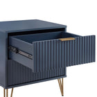 Manhattan Comfort DUMBO 20.07" Modern 2-Drawer Nightstand 2-Piece Set - Midnight Blue-Stylish Splayed Gold Metal Legs Adding Seamless Fashion Design and Durability