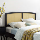 Modway Halcyon Cane King Headboard - Black-Linear Wood Detail