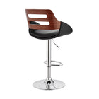 Armen Living - Karter Tabouret de Bar à Hauteur Réglable en Similicuir Noir et Bois Noyer avec Base Chromée-5