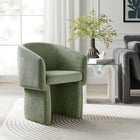 Modway Verity Barrel Back Chenille Dining Armchair - Sage-Non-Marking Floor Glides