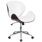 Flash Furniture – Chaise de conférence pivotante à dossier moyen en bois d’acajou et en cuir blanc (SDSDM22405MAHWH)-Rembourrage en LeatherSoft blanc brillant