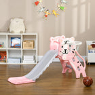 Qaba 3 in 1 Toddler Slide for Indoor with Basketball Hoop, Climber - Pink-Designed with a charming cartoon tiger, a delightful home decoration 