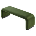 Modway Koda Performance Velvet Waterfall Long Bench - Black/Moss Green-Assembly Required