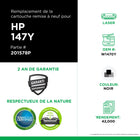 CIG - Cartouche de toner W1470Y HP 147Y remise à neuf - rendement très élevé - noir-Rendement des pages: 42000